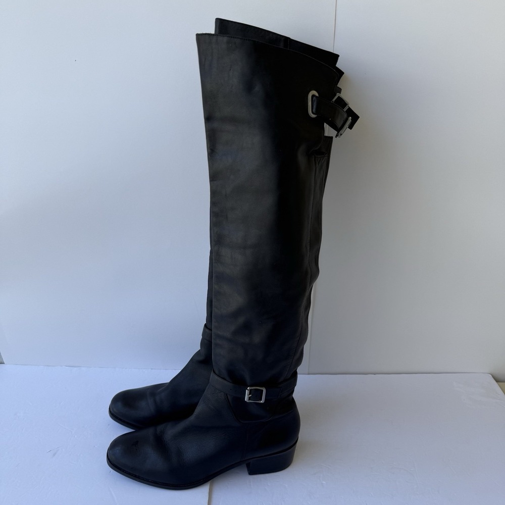 Pour La Victoire Women's 36 Black Leather Over Knee Tall Buckle Boots Spain